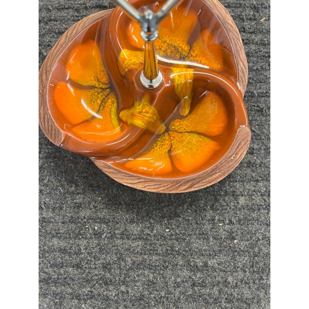 Vintage Sequoia Ware 618 Glaze Pottery 3 Sectioned Orange Nut Candy Serving Dish